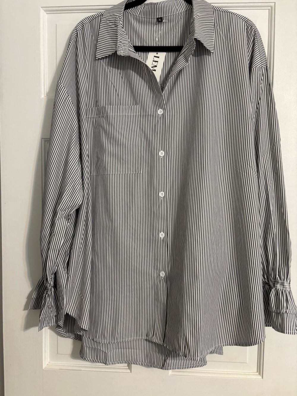 Retro Comfy High/Low Black and White Women's Blouse - with Ruffle at Cuff